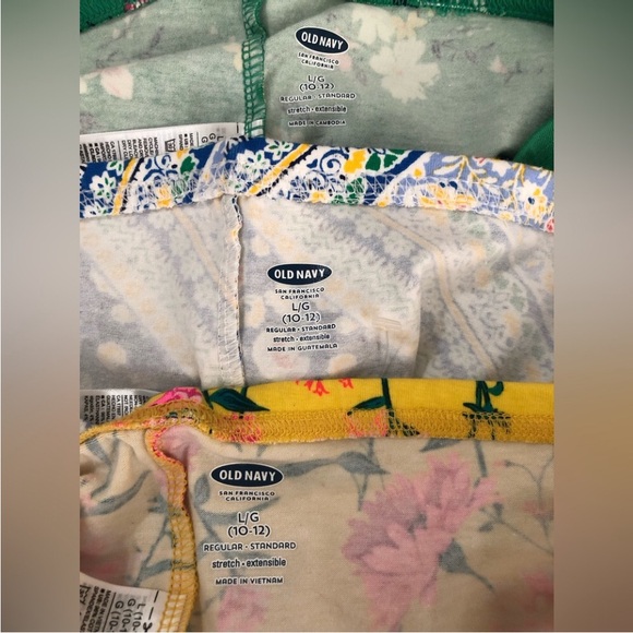 Old Navy Girls Leggings Yellow Green Blue Multi Floral 3Pack Large (10-12) - Picture 3 of 15